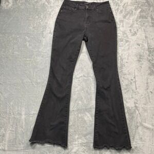 Flying Banana Flare Jeans Women‎ Black High Rise Raw Hem Size 8M